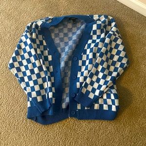 Forever 21 blue and white checkered sweater/cardigan